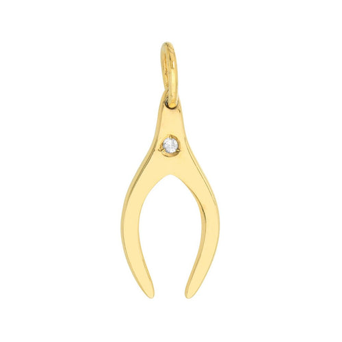 The Endless Wishbone With Diamond 14kt Gold Pendant Charm