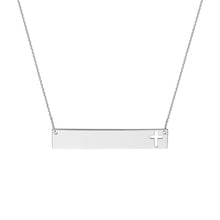 Load image into Gallery viewer, Sterling Silver Bar Necklace with Cross