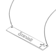 Load image into Gallery viewer, Sterling Silver Bar Necklace with Cross