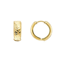 Load image into Gallery viewer, Herringbone Hoop Earring 14k Gold