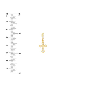 Pointed Edge Mini CZ Cross 14kt Gold Pendant Charm