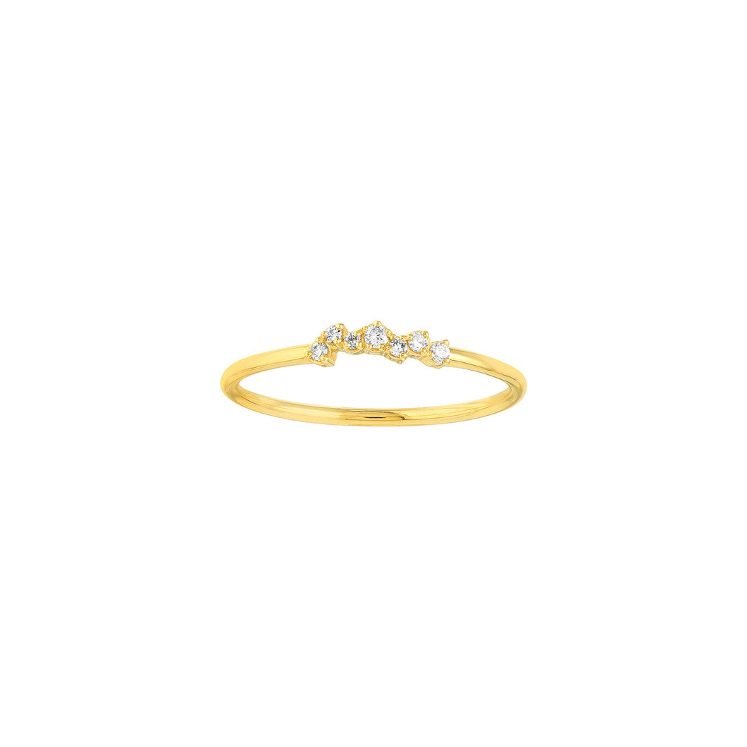 Dainty Fancy Diamond Line Cluster 14kt Gold Ring