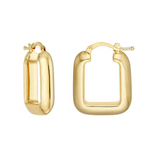 Load image into Gallery viewer, Puffy Square Shape 14kt Gold Hoop Earrings