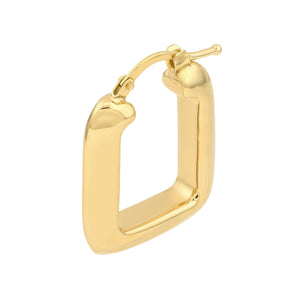 Puffy Square Shape 14kt Gold Hoop Earrings