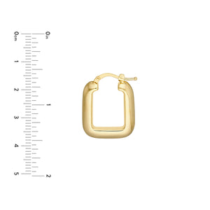 Puffy Square Shape 14kt Gold Hoop Earrings