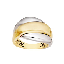 Load image into Gallery viewer, Bold Fashion Two Tone Polished Rolling Twist 14kt Gold Ring