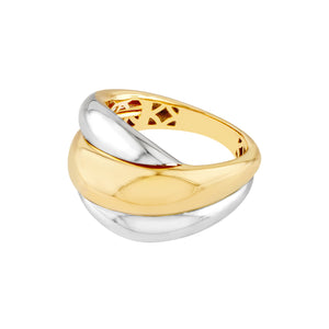 Bold Fashion Two Tone Polished Rolling Twist 14kt Gold Ring