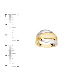 Bold Fashion Two Tone Polished Rolling Twist 14kt Gold Ring