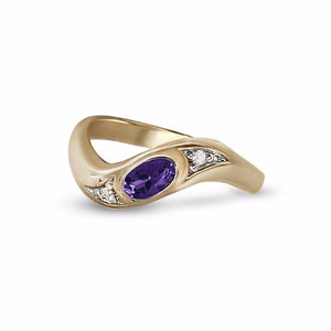 Wave Design Gemstone Stackable Ring