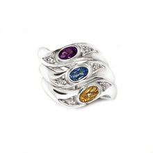 Load image into Gallery viewer, Wave Design Gemstone Stackable Ring