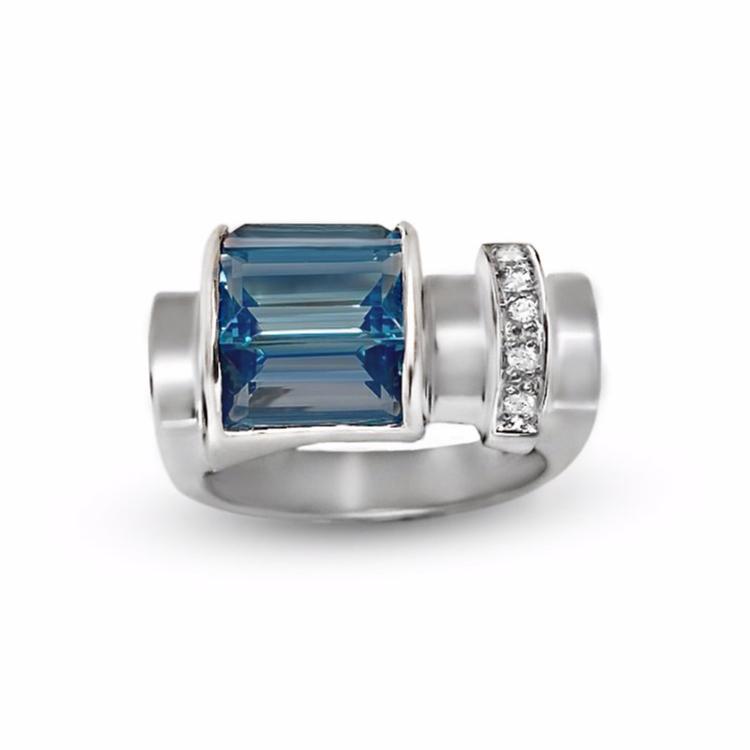 Fashion Barrel Shape Gemstone Ring