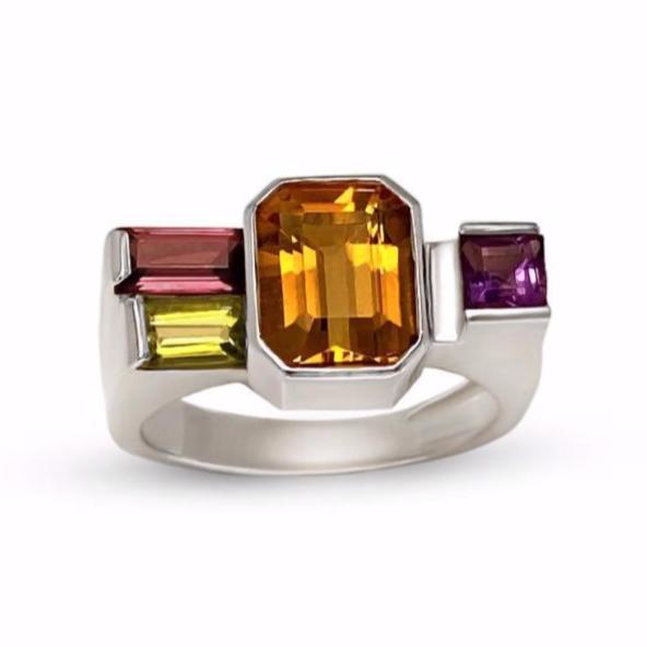 Geometric Fashion Gemstone Ring