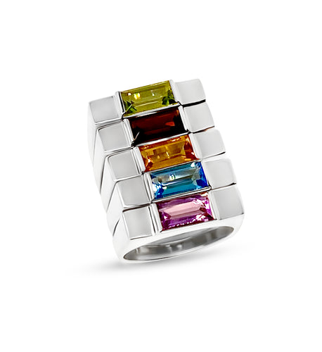 Modern Baguette Gemstone Stackable Ring