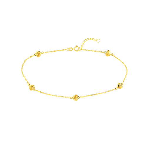 Hearts on Piatto 14kt Gold Chain Anklet