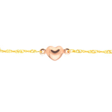 Load image into Gallery viewer, Two-Tone Rose Heart Trio 14kt Gold Adjustable Anklet