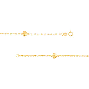 Puffy Heart Trio 14kt Gold Bracelet