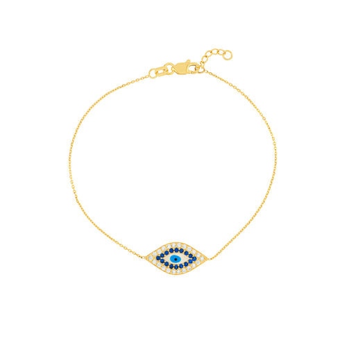 CZ-Lined Evil Eye 14kt Gold Bracelet