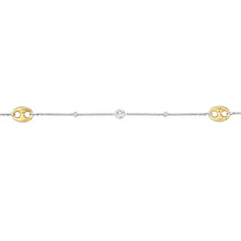 Load image into Gallery viewer, Adjustable Sterling Silver and Gold Plated Link with CZ Anklet 10&quot;