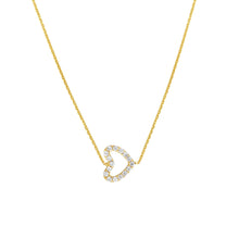 Load image into Gallery viewer, Sideways Mini CZ Heart Sterling Silver Necklace