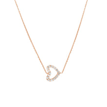 Load image into Gallery viewer, Sideways Mini CZ Heart Sterling Silver Necklace