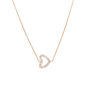 Sideways Mini CZ Heart Sterling Silver Necklace