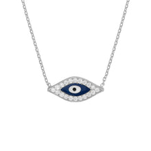 Load image into Gallery viewer, Adjustable Sterling Silver CZ Evil Eye Necklace 18&quot;