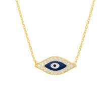 Load image into Gallery viewer, Adjustable Sterling Silver CZ Evil Eye Necklace 18&quot;