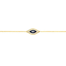 Load image into Gallery viewer, Adjustable Sterling Silver CZ Evil Eye Bracelet 7.5&quot;