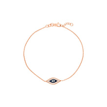 Load image into Gallery viewer, Adjustable Sterling Silver CZ Evil Eye Bracelet 7.5&quot;