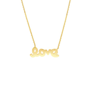 Mini Script Love 14kt Gold Necklace