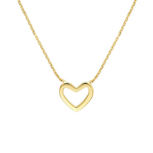 Mini Heart Necklace on Diamond-Cut Cable 14kt Gold Chain