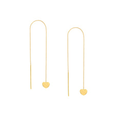 Load image into Gallery viewer, Puffy Heart Threader 14kt Gold Earrings