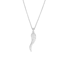Load image into Gallery viewer, Adjustable Sterling Silver CZ Italian Horn Necklace 18&quot;