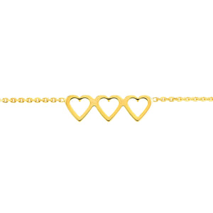 Open Heart Trio 14kt Gold Anklet