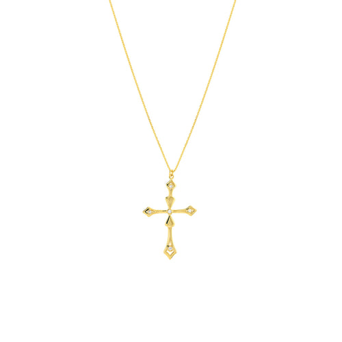 1/20 Ct Diamond Cross Pendant w/ Adjustable 14kt Gold Necklace