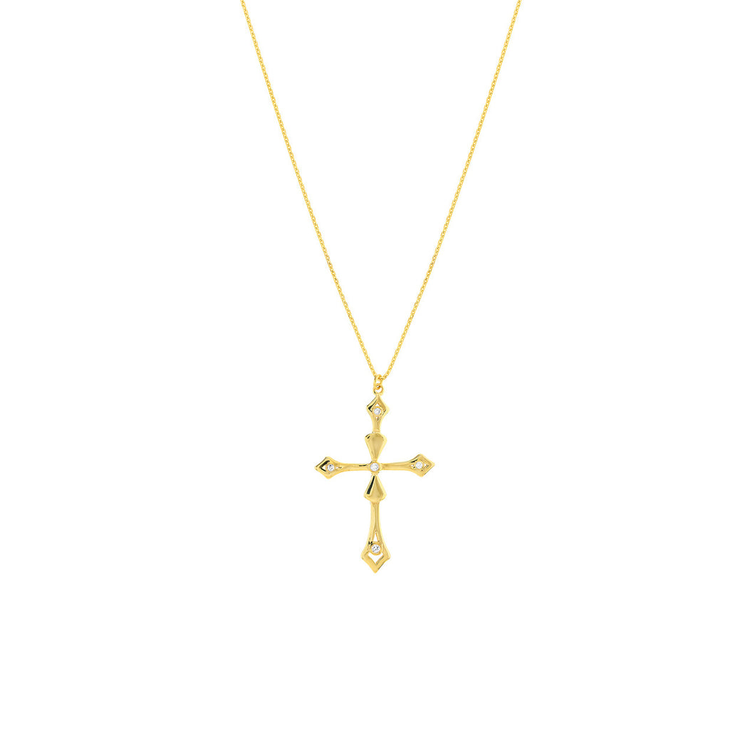 1/20 Ct Diamond Cross Pendant w/ Adj Necklace