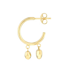 Load image into Gallery viewer, Hoop Earrings with Puffy Heart 14kt Gold Dangle Earrings