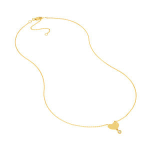 Diamond Drop Heart 14kt Gold Necklace