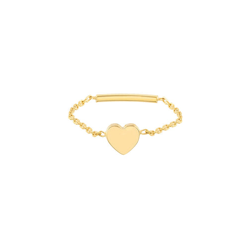 Mini Heart Ring on 14kt Gold Chain with Sizing Bar