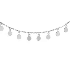 Adjustable Sterling Silver Choker with Dangle Circle Detail 17"