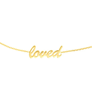 Script "Loved" 14kt Gold Choker