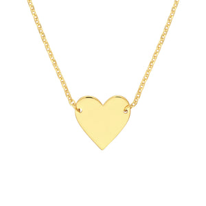 14kt Gold Plated Sterling Silver Polished Heart Necklace