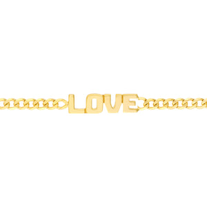 Love Plate on Curb Chain 14kt Gold Choker