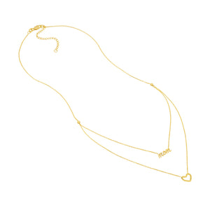 Mom and Heart Duet 14kt Gold Necklace