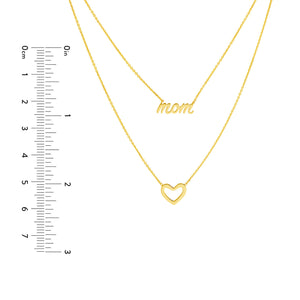 Mom and Heart Duet 14kt Gold Necklace