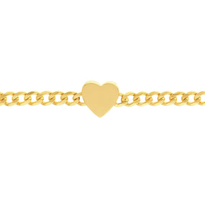 Heart on Curb Chain Adjustable 14kt Gold Bracelet