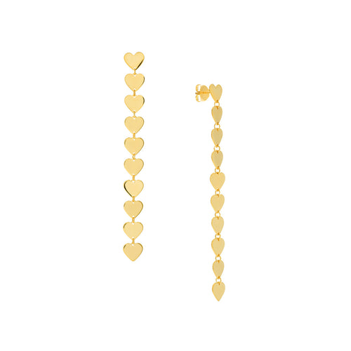 Heart-Link Chain 14kt Gold Earrings