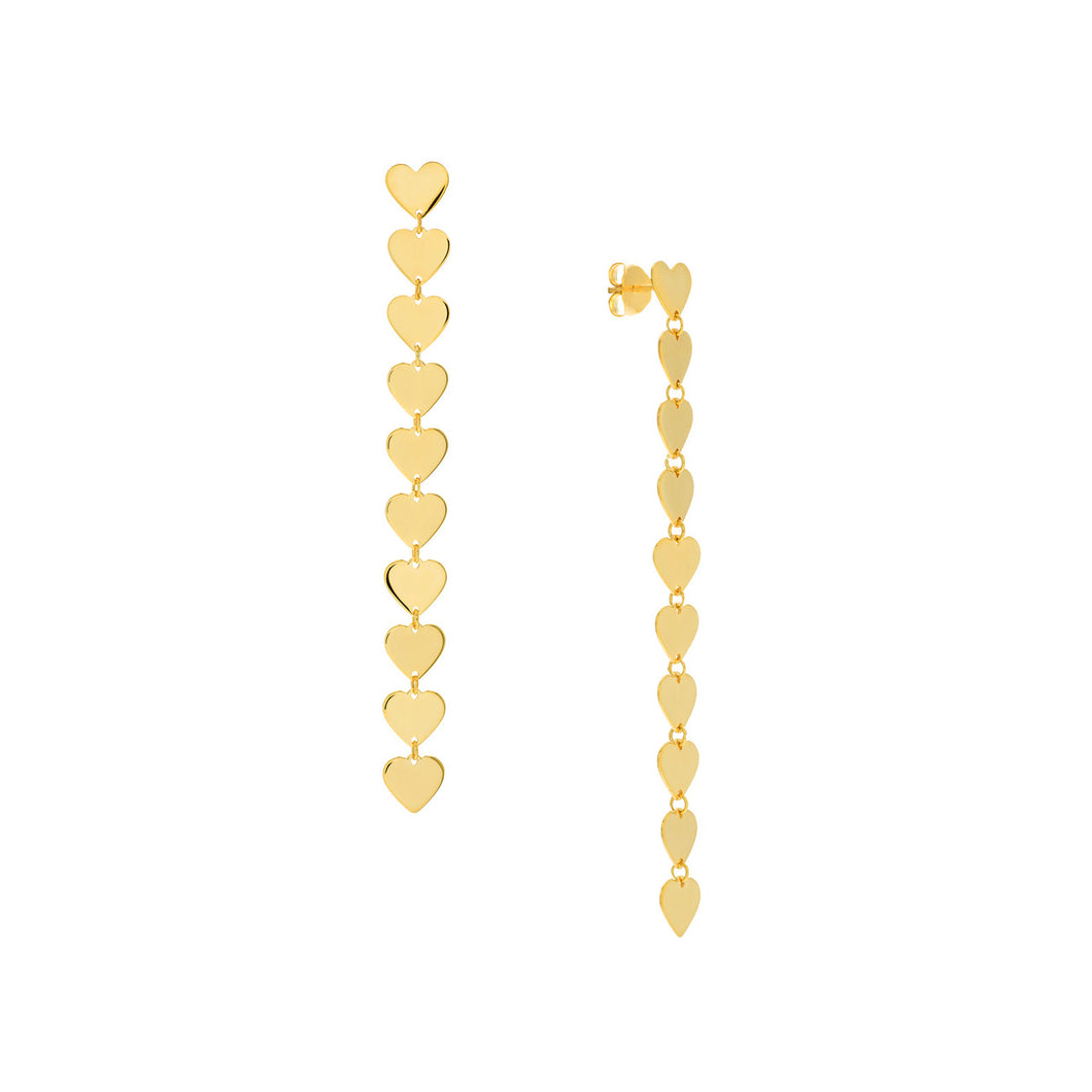 Heart-Link Chain 14kt Gold Earrings