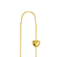 Load image into Gallery viewer, Triple-Puffed Heart Threader 14kt Gold Earrings