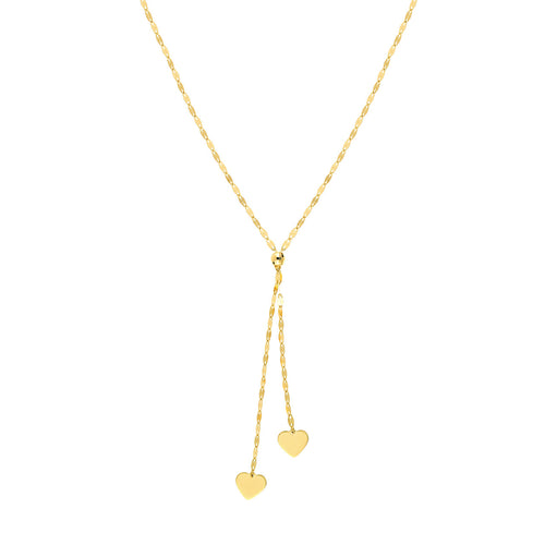 Sweet Heart Lariat 14kt Gold Necklace